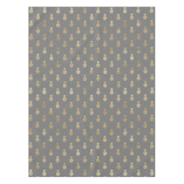 Toalha De Mesa Cinzas Elegantes e Padrão Dourado de Abacaxi