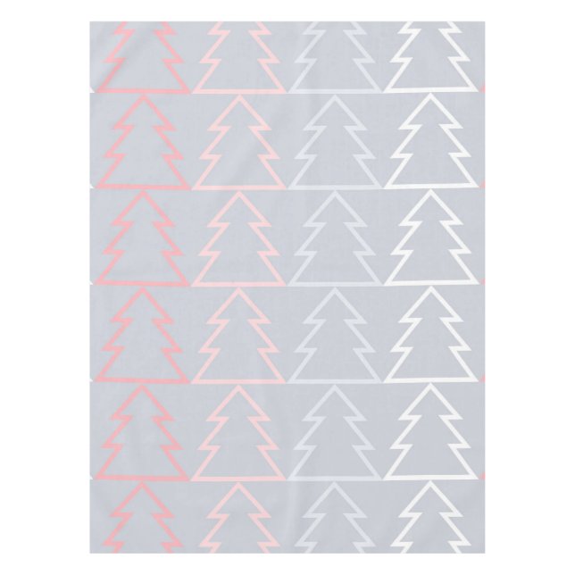 Toalha De Mesa Cinzas Rosa Feriada Árvores de Natal Modernas (Frente)