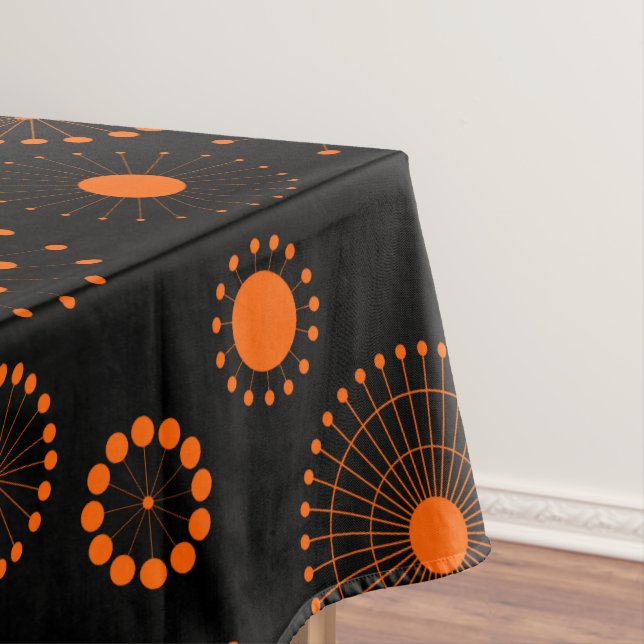 Toalha De Mesa Círculos Laranja Halloween Sobre Preto (Posição Original)