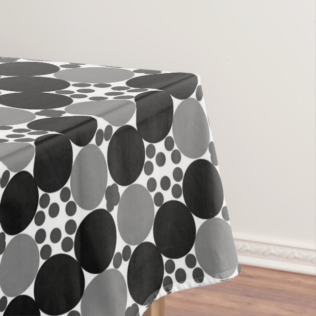 Toalha De Mesa Círculos Monocromáticos: Abstrato Preto Branco E C (Posição Original)