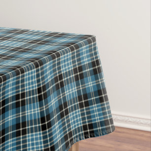 Toalha De Mesa Clan Clark Bright Blue, Black and White Tartan