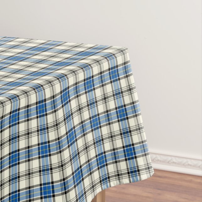 Toalha De Mesa Clan Hannay Bright Blue e White Scottish Tartan (Posição Original)