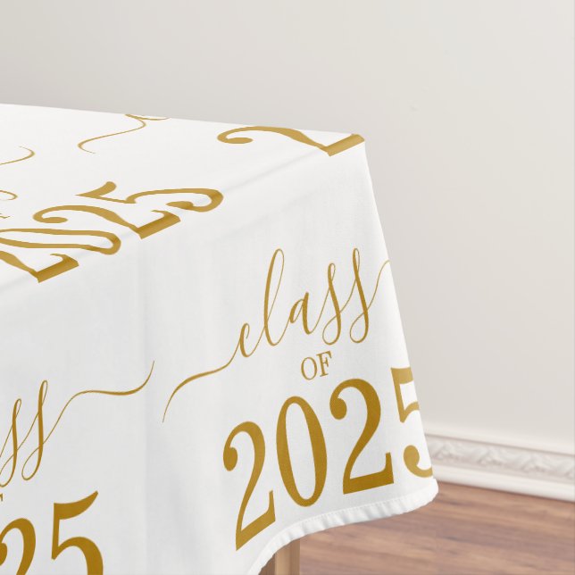 Toalha De Mesa Classe de Script Dourado Elegante 2025 (Posição Original)