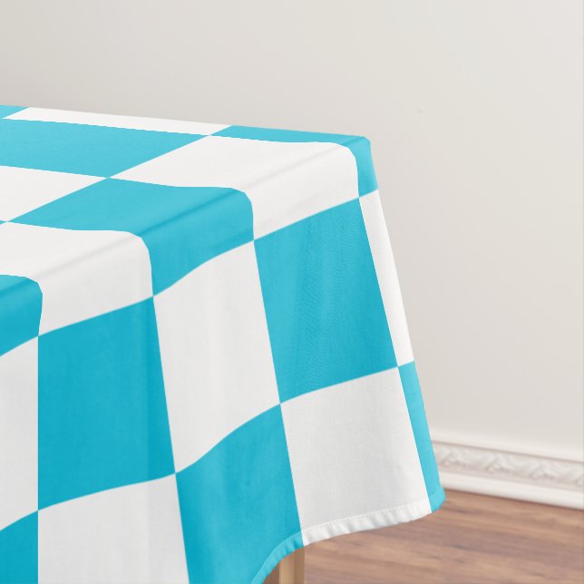 Toalha De Mesa Classic aqua blue checkerboard (Posição Original)