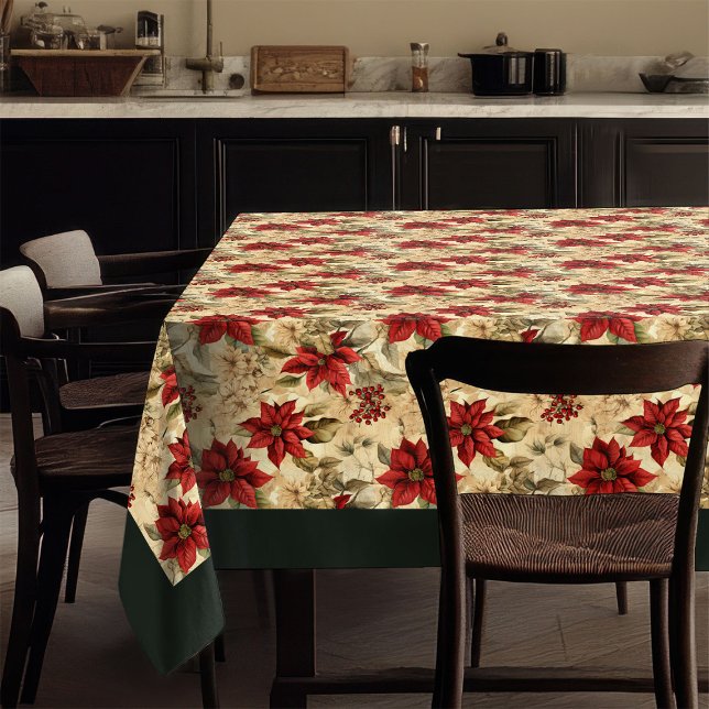 Toalha De Mesa Classic Christmas Flowers Tablecloth Cozy Style (Classic Christmas Flowers Tablecloth Cozy Style)