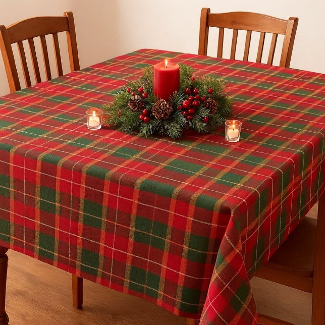 Toalha De Mesa Classic Christmas Tartan Red Green Holiday  (A sophisticated red and green tartan tablecloth, ideal for creating a festive Christmas centerpiece,)
