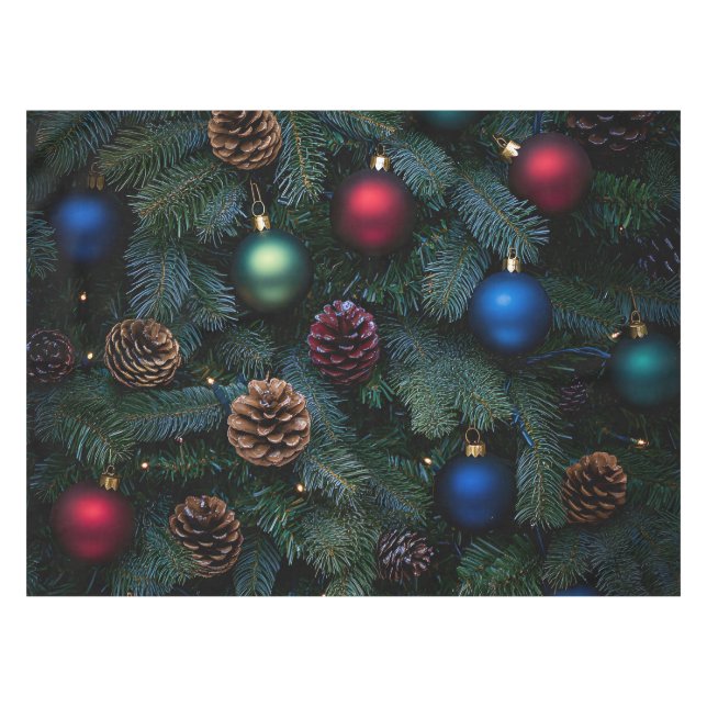 Toalha De Mesa Classic Elegant Christmas Tree Ornaments (Frente (Horizontal))