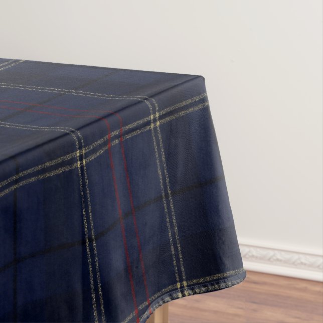 Toalha De Mesa Classic Navy Blue Plaid Christmas (Posição Original)