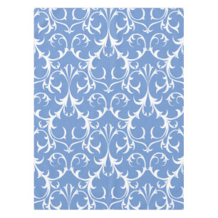 Toalha De Mesa Clássico Cornflower Azul & Branco Damask Floral