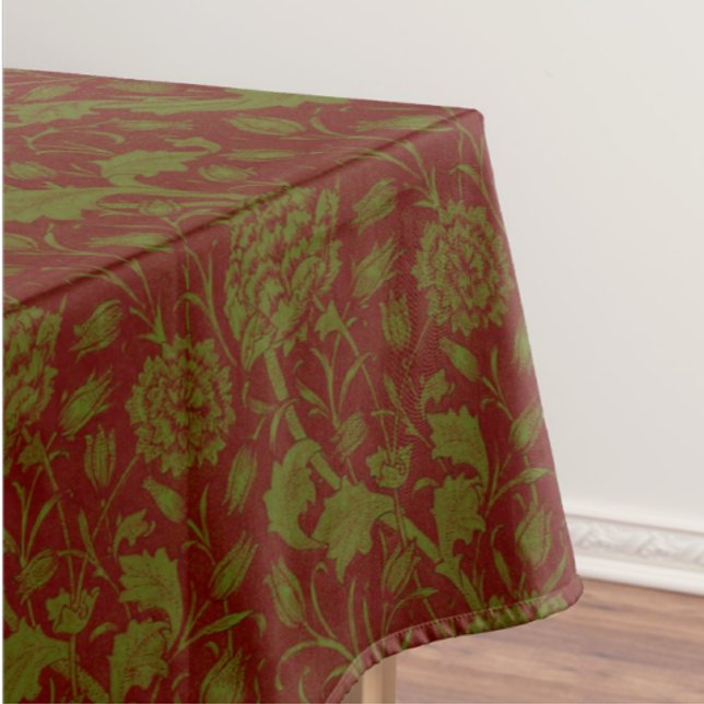 Toalha De Mesa Clássico Elegante William Morris Vermelho Verde (Elegant classic William Morris tablecloth)