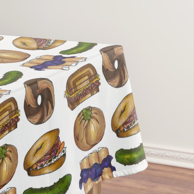 Toalha De Mesa Clássico judeu Deli Comida Bagel Lox Knish Blintz (Posição Original)