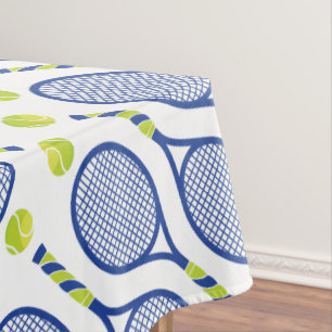 Toalha De Mesa 💙 clássico 🎾 padrão azul, verde, tênis branco