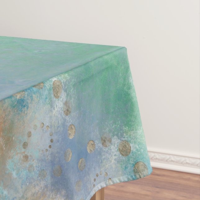 Toalha De Mesa Coastal Grunge | Azul e Verde Dourado (Posição Original)