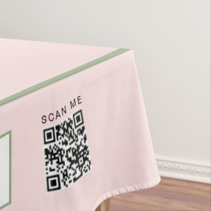 Toalha De Mesa Código QR de Apresentação do artesanato Blush Sage