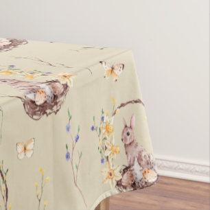 Toalha De Mesa Coelhinho De Páscoa Numa Cesta Floral