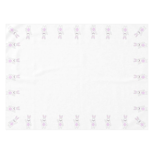 Toalha De Mesa Coelho. Branco e rosa (Frente (Horizontal))