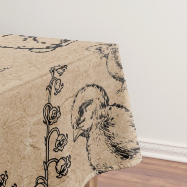 Toalha De Mesa Coelho da Páscoa e Pintinho Kraft Brown (Posição Original)