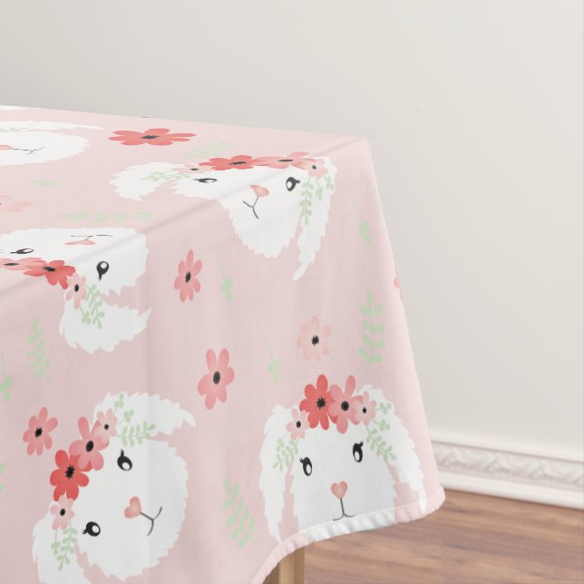 Toalha De Mesa Coelho Flor Cor-de-Rosa (Posição Original)
