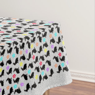 Toalha De Mesa Coelhos Bonito Sentados Cinzas de Petinhas Flores