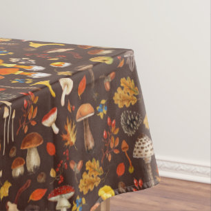 Toalha De Mesa Cogumelos selvagens em castanho