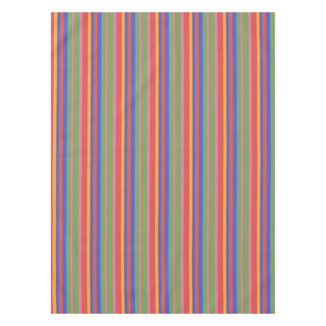 Toalha De Mesa Coleção Chic Folk Bright Stripes Tablecloth (Frente)