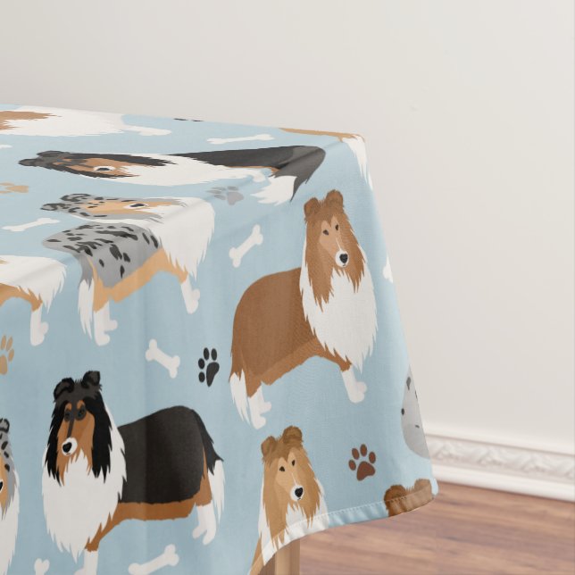 Toalha De Mesa Collie Paws e Ossos (Posição Original)