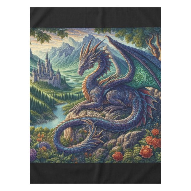 Toalha De Mesa Colorful, Medieval Dragon castle (Frente)