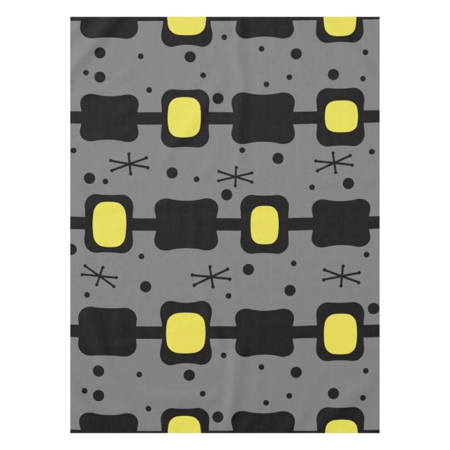 Toalha De Mesa Colunas do Médio Retroativo Boxes Amarelo (Frente)