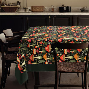 Toalha de Mesa com Cogumelos e Musgo Inspirada na