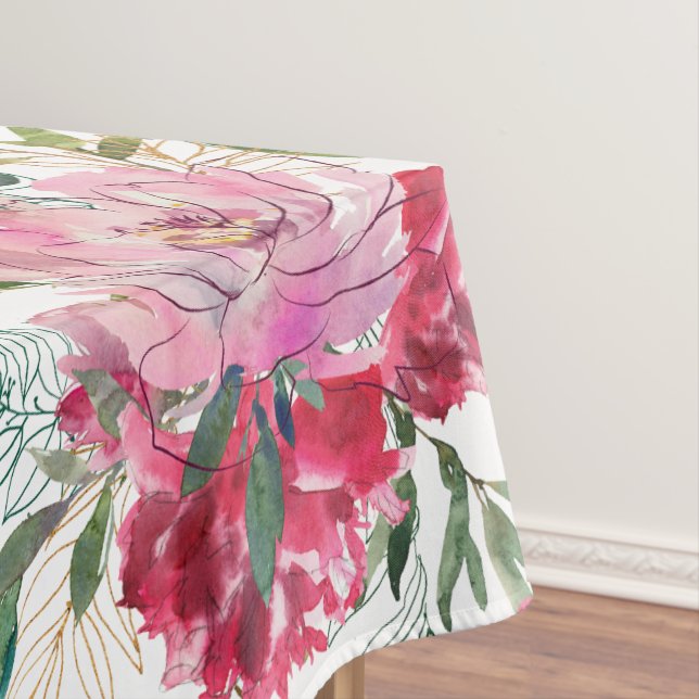 Toalha de Mesa com Design Tropical Floral Rosa (Posição Original)