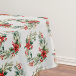 Toalha de mesa com grinalda de Natal Holly Jolly
