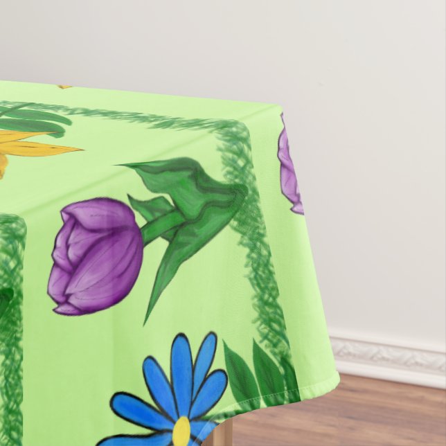 Toalha de Mesa com Padrão de Flores Bonitas (Posição Original)