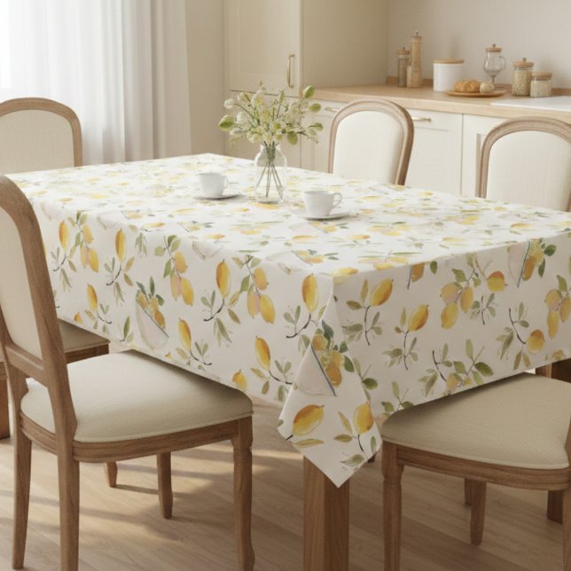 Toalha de Mesa com Padrão de Limão Country Francês (elegant warm french country lemon pattern tablecloth)
