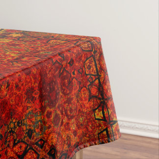toalha de mesa com padrão laranja queimada decoraç