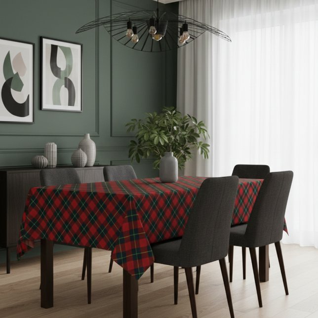 Toalha de Mesa com Padrão Vermelho, Preto e Verde (Red, Black & Green Pattern Dining Tablecloth)