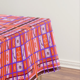 toalha de mesa com padrão xadrez curvo de poder fe
