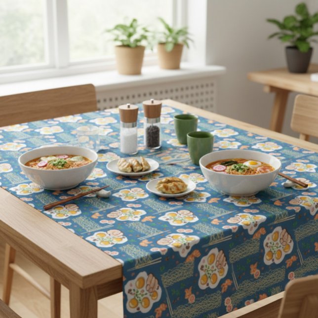 Toalha De Mesa Comida Asiática Inspirada em Noodles e Narutomaki (Criador carregado)
