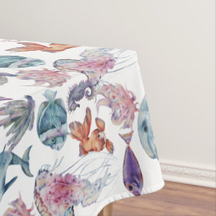 Toalha De Mesa Composição de Aquarela Subaquático Série Design 2