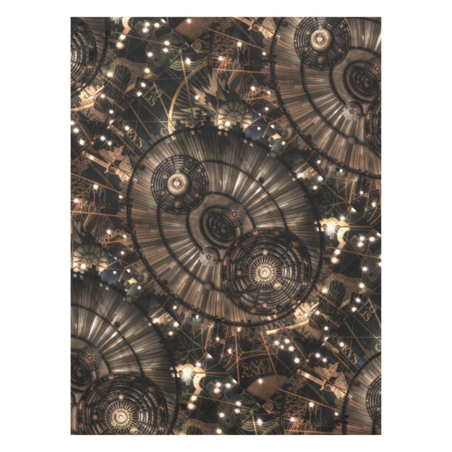 Toalha De Mesa Constelações do Zodíaco Mecânico Steampunk (Frente)