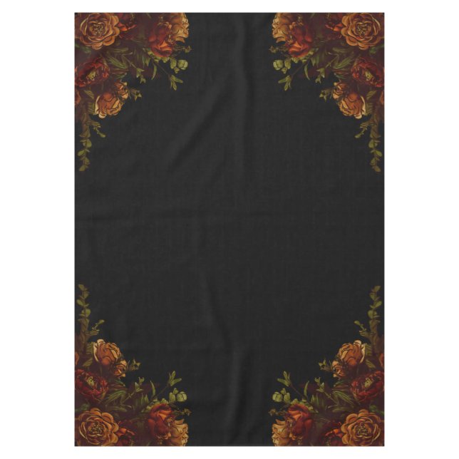 Toalha De Mesa Convite Rustic Orange Black Elegant Casamento (Frente)