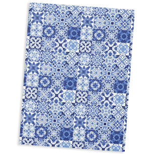 Toalha De Mesa Cor da Água do Padrão do Azulejo Branco Azul do Me