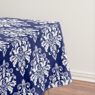 Toalha De Mesa Cor damasco elegante dos azuis marinhos e do
