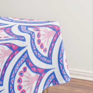 Toalha De Mesa cor damasco floral azul