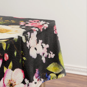 Toalha De Mesa Cor-de-água Cor rosa Rosas amarelas pretas Fundo p