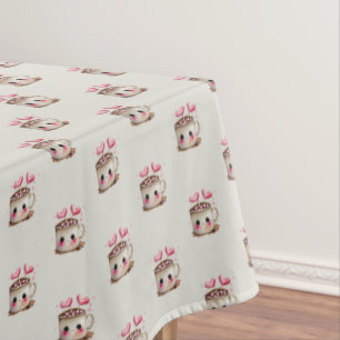 Toalha De Mesa Cor de água rosa e creme, cor de água, padrão quen