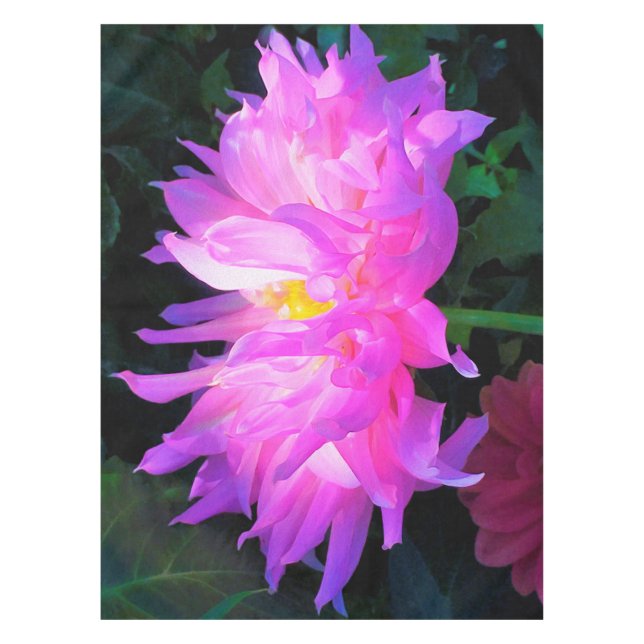 Toalha De Mesa Cor-de-rosa estonteante e cacto roxo Dahlia (Frente)