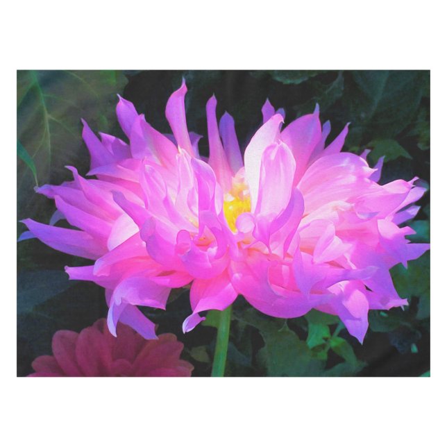 Toalha De Mesa Cor-de-rosa estonteante e cacto roxo Dahlia (Frente (Horizontal))