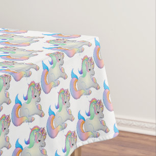 Toalha De Mesa Cor do Arco-Íris do Pequeno Bebê Bonito Unicórnio