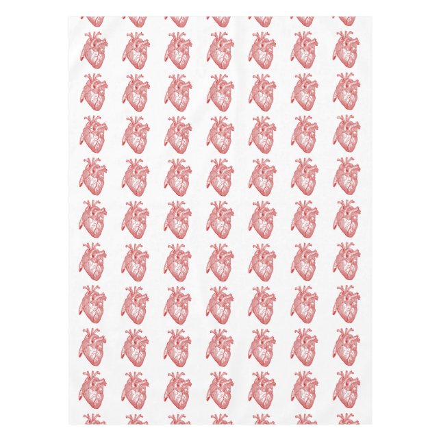 Toalha De Mesa Coração Anatômico Vermelho Antiquado (Frente)