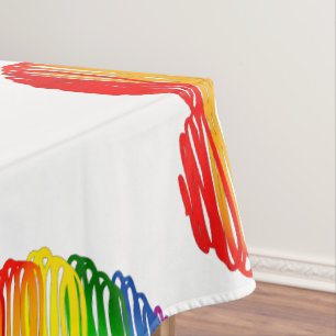Toalha De Mesa Coração colorido arco-íris de SlipperyJoe rabiscad